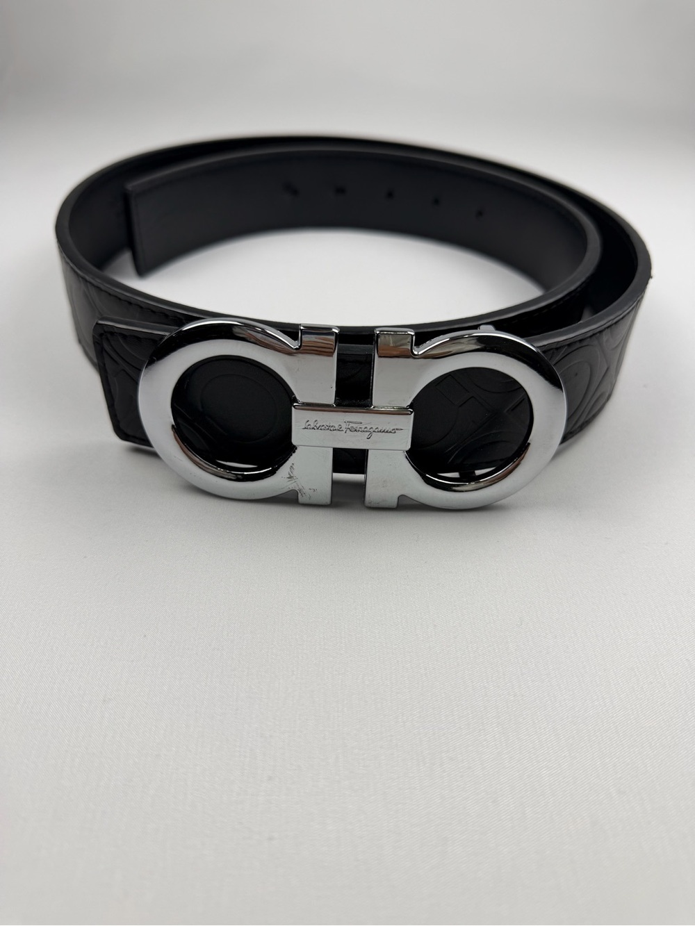 Salvatore Ferragamo Black Leather Gancini Belt